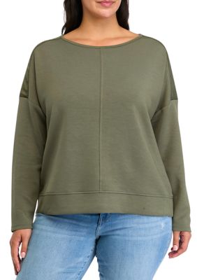 Spense Women's Plus Size Satin Trim Sweatshirt, 2X