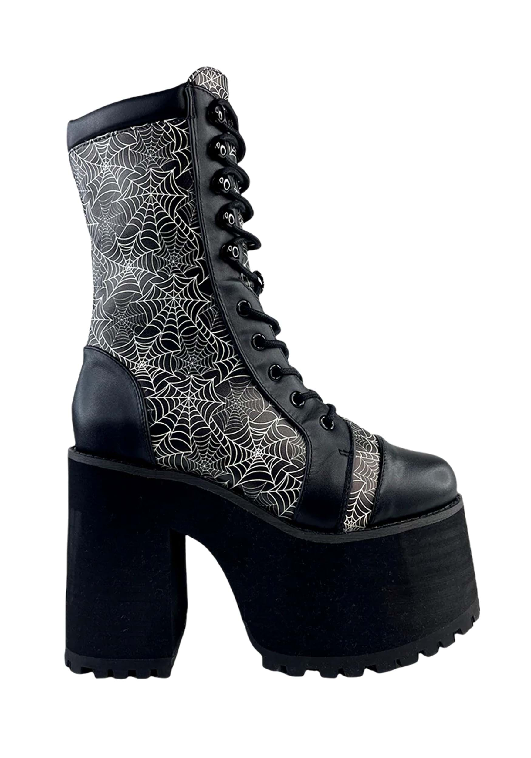 Spiderweb Raven Commando Platform Boots