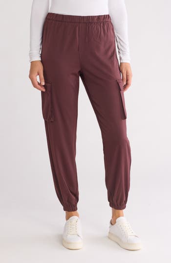 Splendid Satin Cargo Joggers in Wine at Nordstrom Rack, Size Large