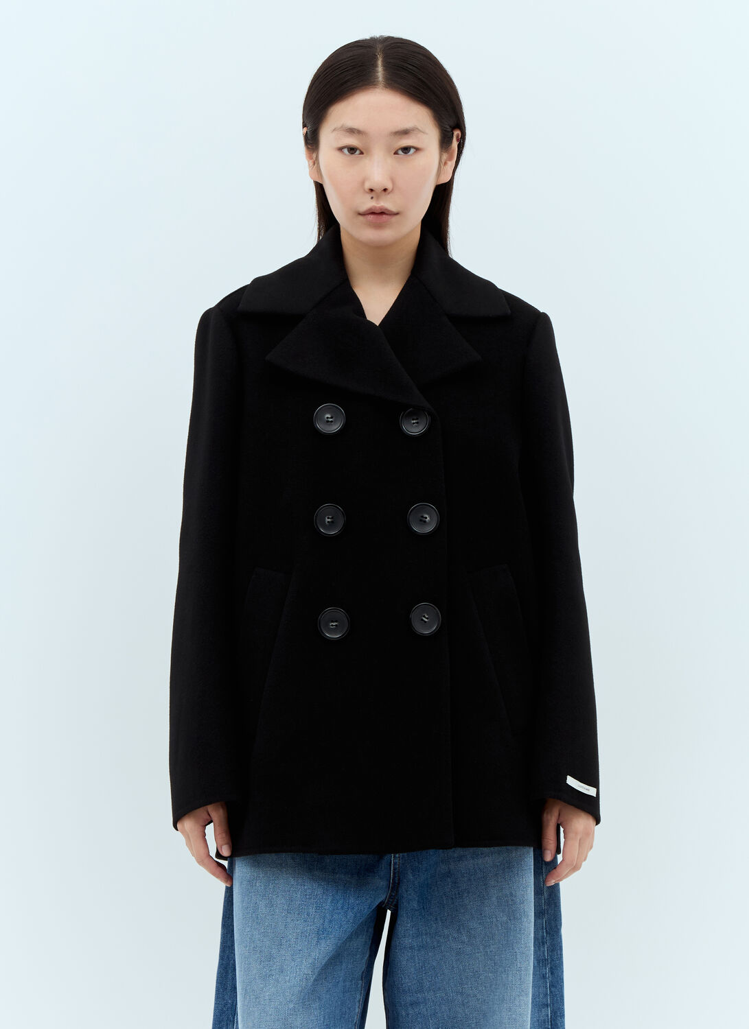 Sportmax Cocoon-fit Pea Coat - Woman Jackets Black It - 40