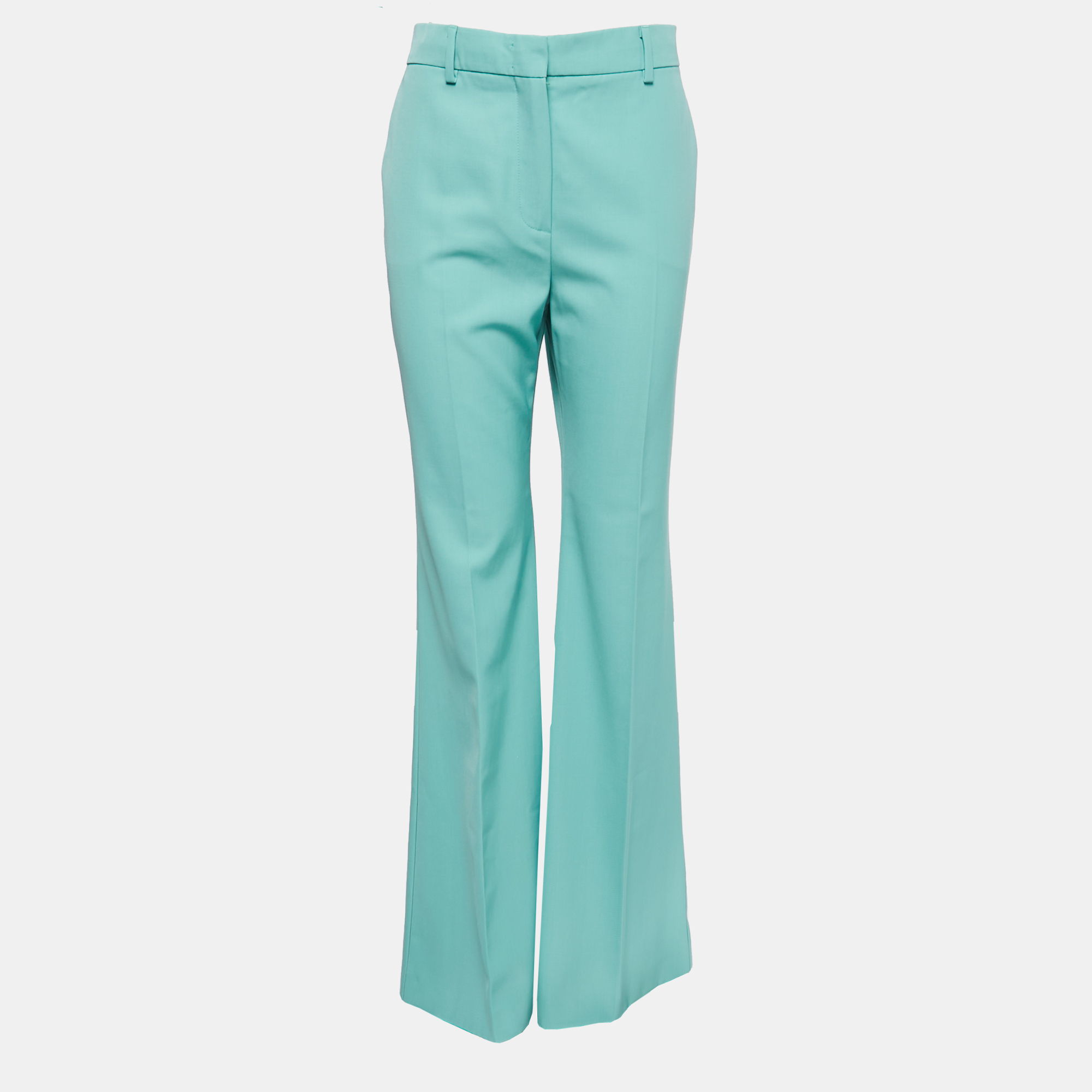 Sportmax Green Wool Blend High Waist Flared Trousers L