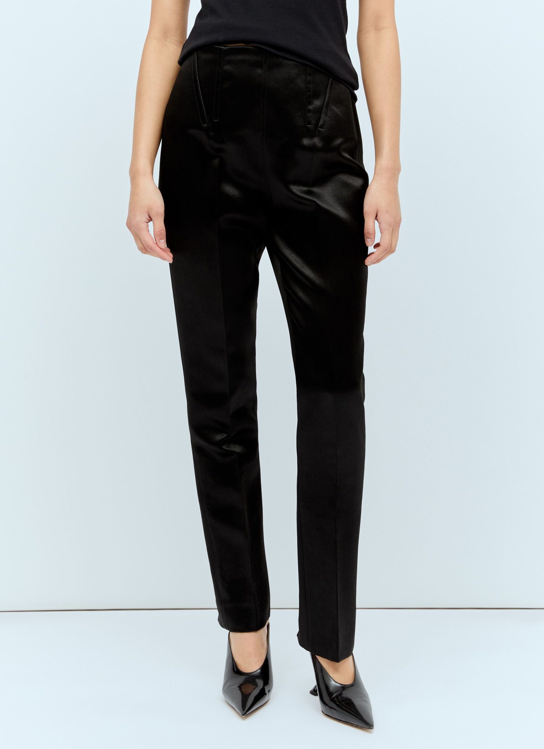 Sportmax Satin Tailored Pants in Black, Women's (Size 30)