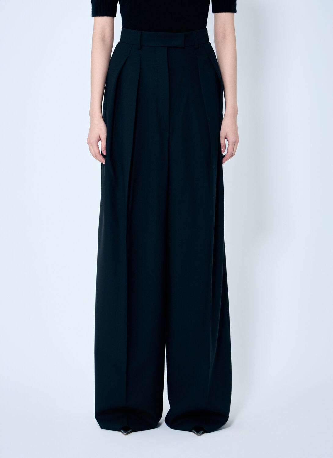 Sportmax Wide-leg Wool Pants - Woman Pants Black It - 38