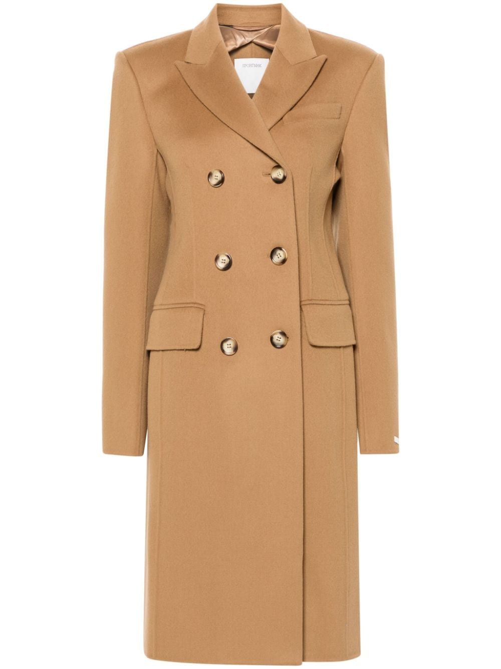 Sportmax Wool Double-Breasted Coat in Mixed Colours, Women's (Size Small)