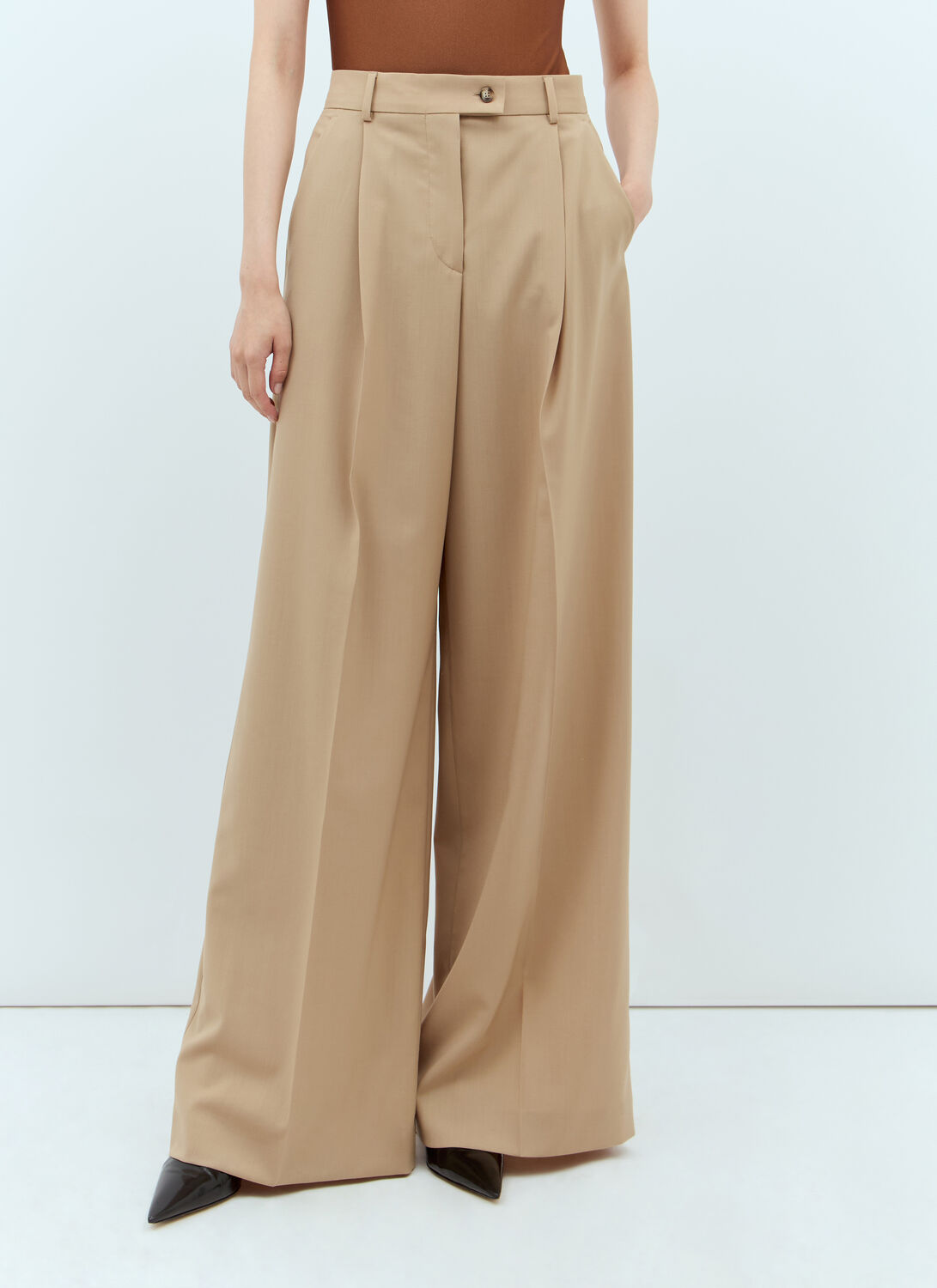 Sportmax Wool Tailored Pants - Woman Pants Beige It - 38