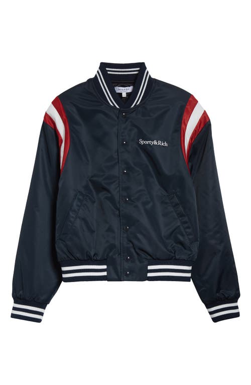 Sporty & Rich Wellness Ivy Varsity Jacket in Navy at Nordstrom, Size X-Small