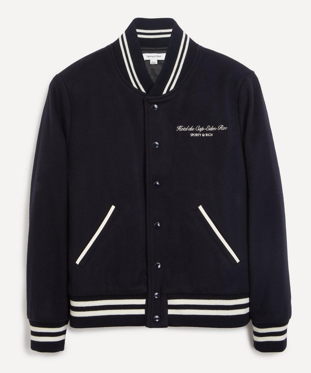 Sporty & Rich Women's Eden Crest Kennedy Wool Varsity Jacket Navy XS