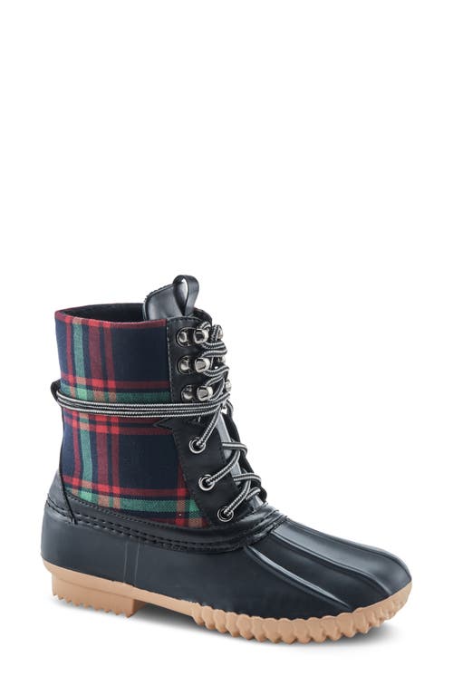 Spring Step Duckie Plaid Waterproof Rain Boot in Black Multi at Nordstrom, Size 6.5-7Us