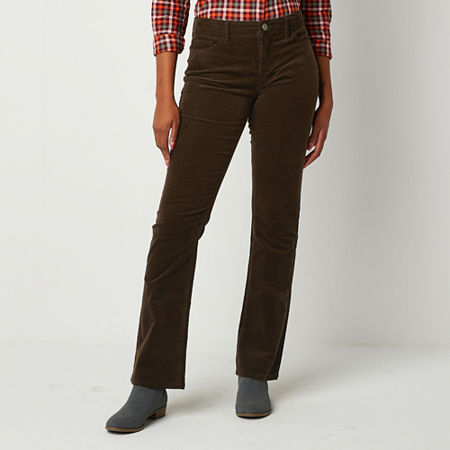 St. John's Bay Womens Mid Rise Bootcut Corduroy Pant - Tall, 4 Tall, Brown