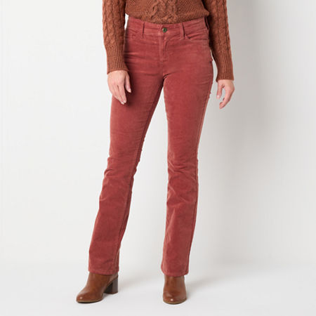 St. John's Bay Womens Mid Rise Bootcut Corduroy Pant - Tall, 4 Tall, Red