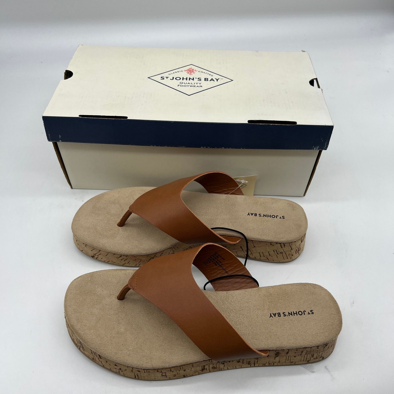 St. John's Bay Womens Salden Flip-Flops Brown Cognac Size 9M Shoes