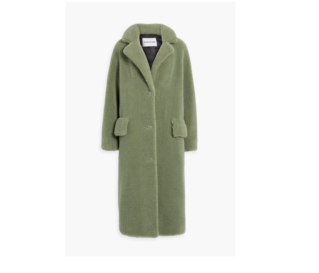 Stand Studio Sage Green Tayla Faux Shearling Teddy Coat, Women's (Size Small)