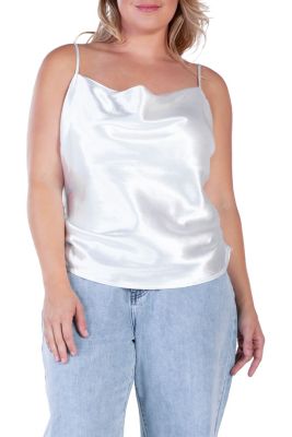 Standards and Practices Women's Cowl Neck Satin Crop Top, Silver