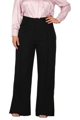 Standards and Practices Women's Flared High Waist Trouser Plus Size Pants, Black