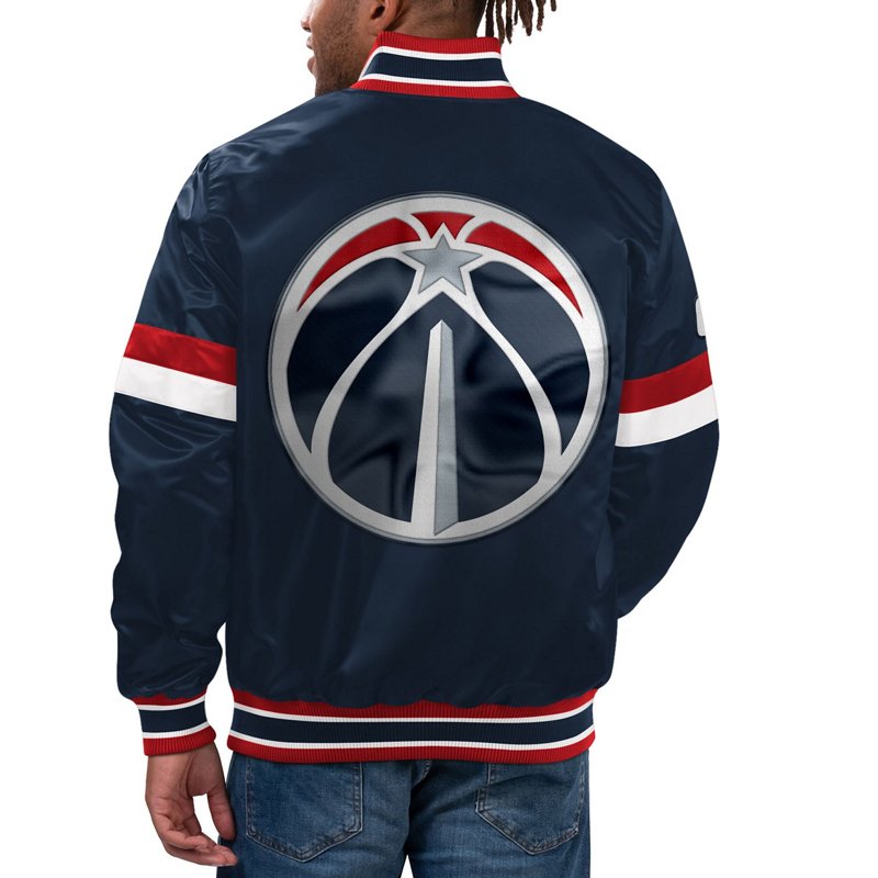 Starter Washington Wizards Home Game Satin Full-Snap Varsity Jacket Navy Blue, Large - NBA Outerwear Adult/Youth at Academy Sports