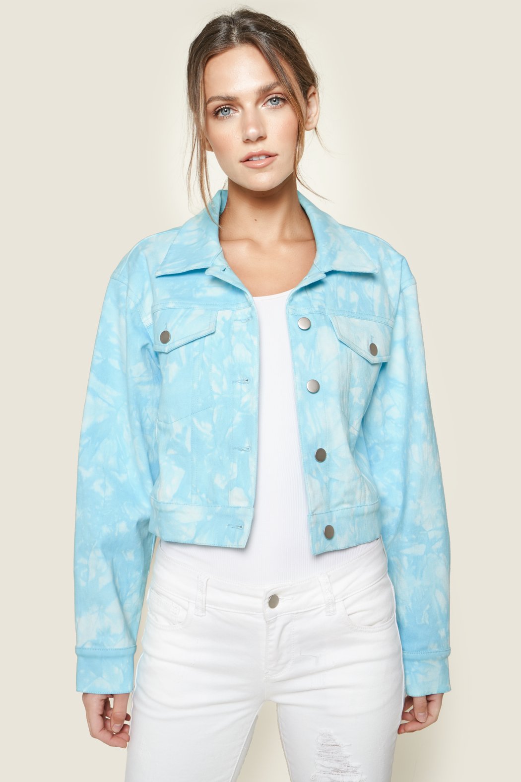 Stay Groovy Tie-Dye Cropped Denim Jacket