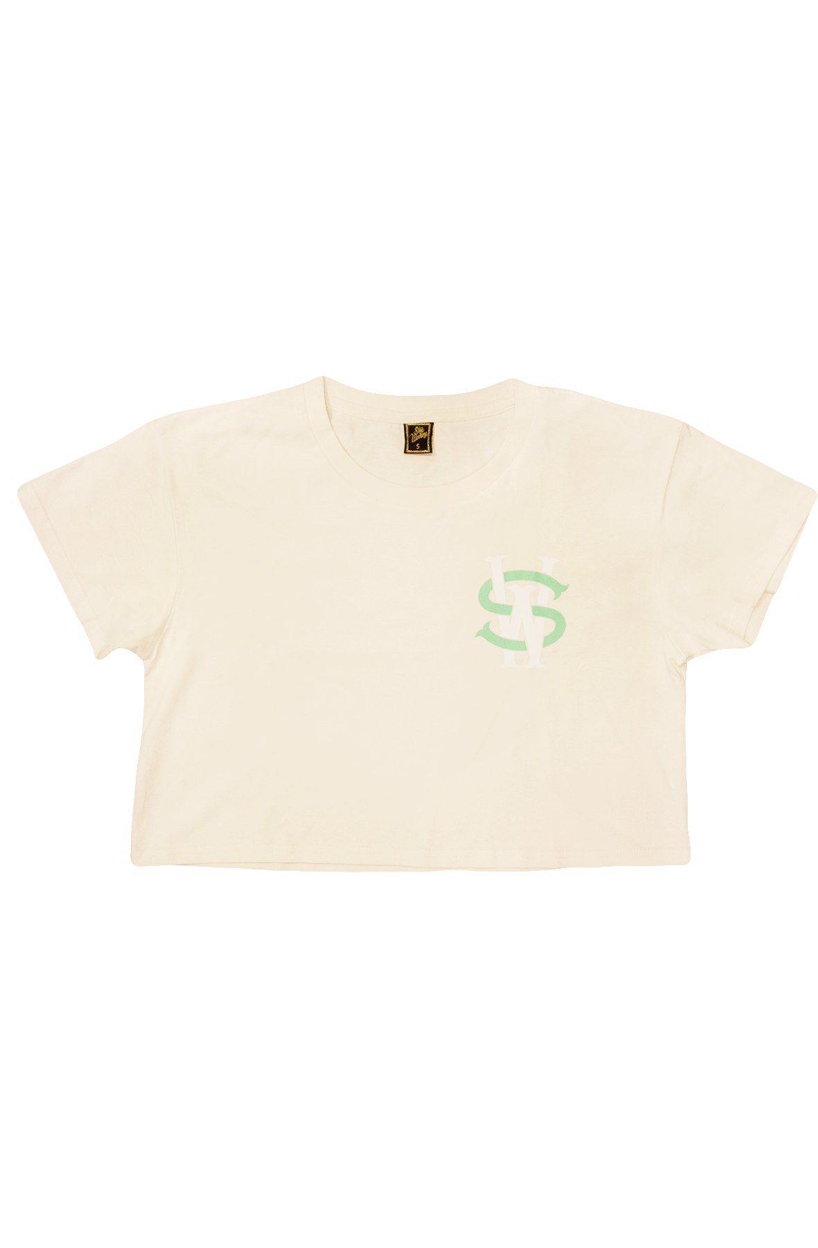 Stay Winning Cream/Green Crop Top Tee