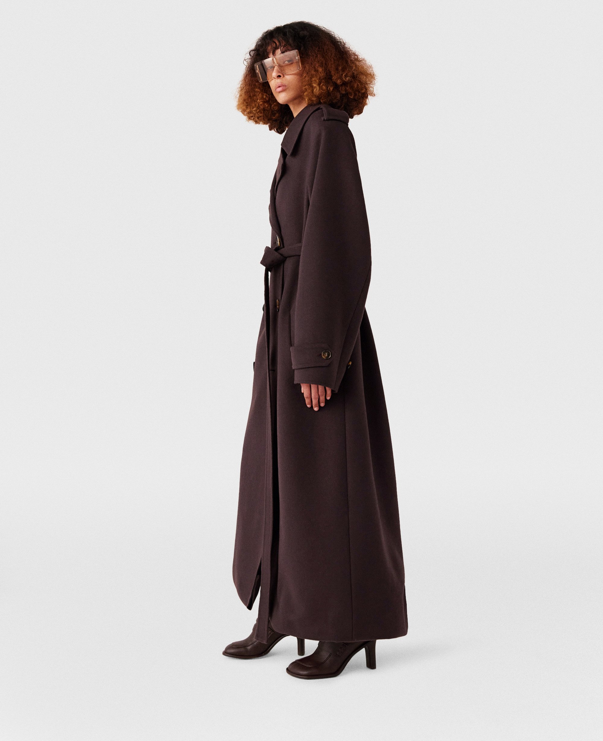 Stella McCartney - Double-Faced Belted Trench Coat, Woman, Chocolate brown, Size: 36