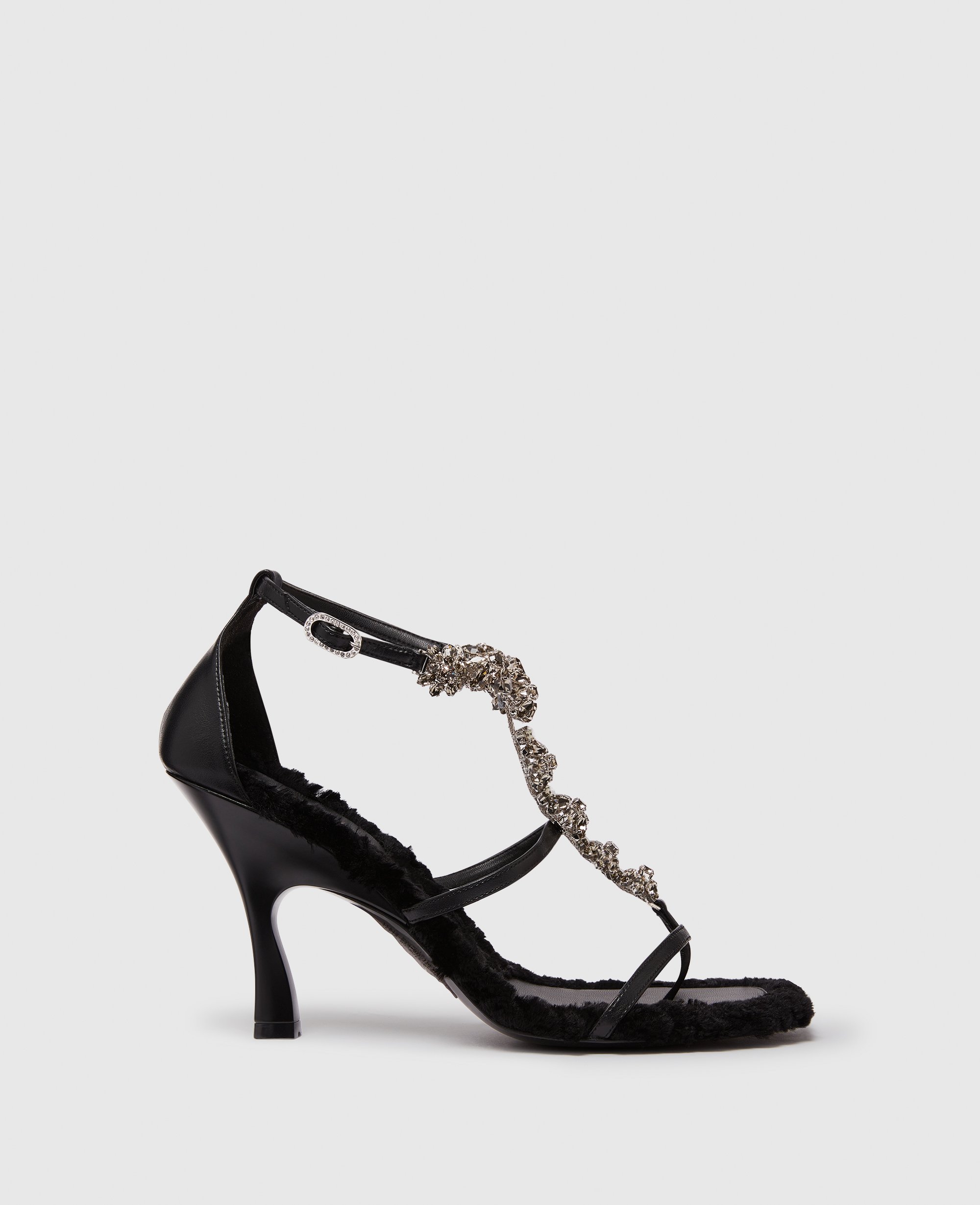 Stella McCartney - Elsa Crystal Flowers Heeled Sandals, Woman, Black, Size: 35