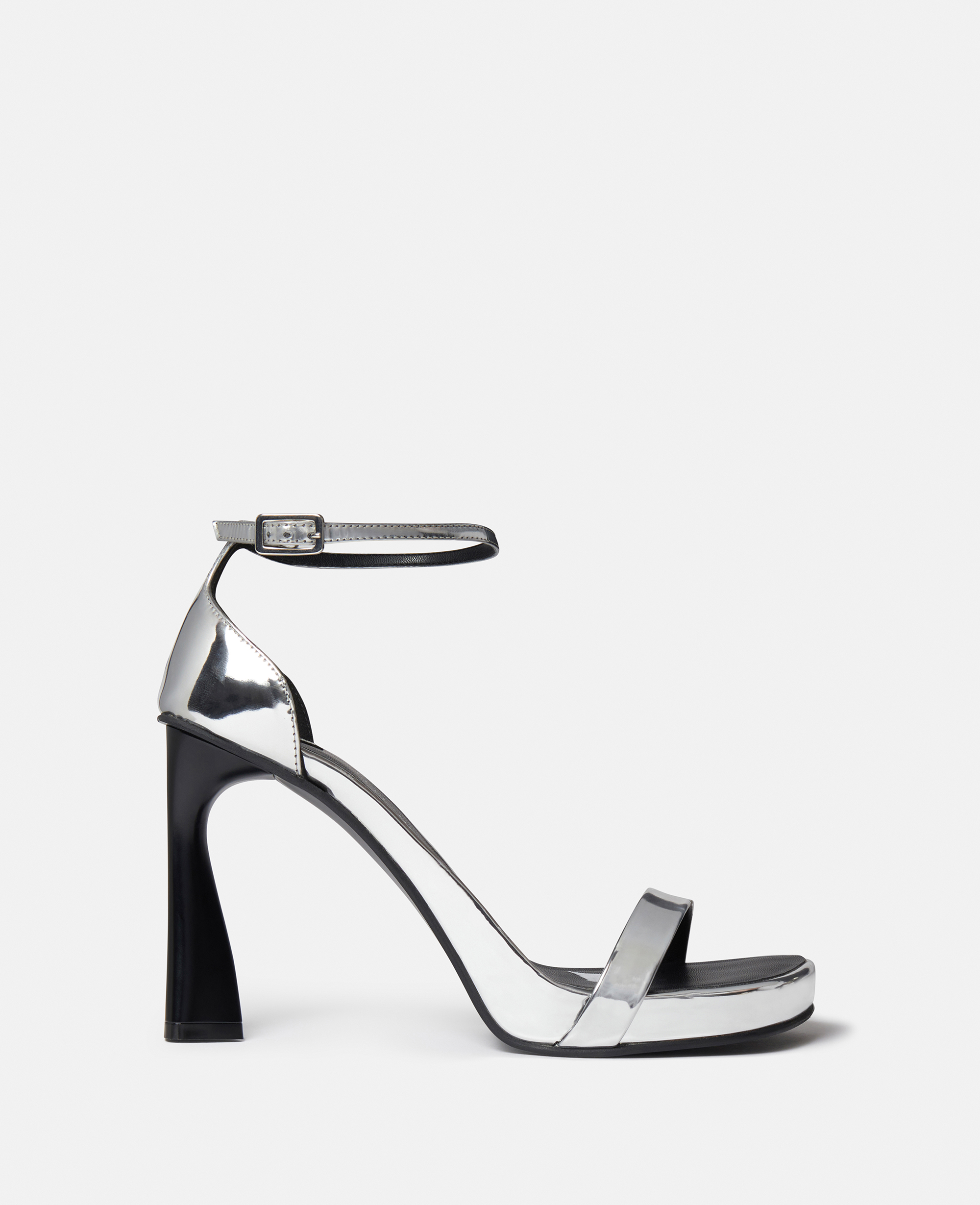 Stella McCartney - Elsa Mirrored Heeled Sandals, Woman, Silver, Size: 35