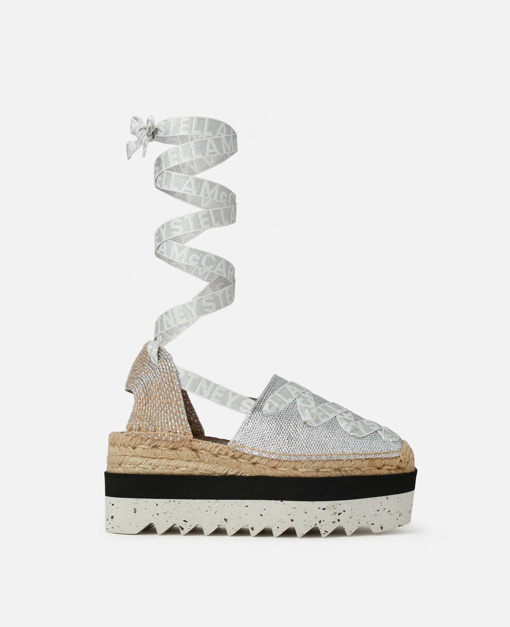 Stella McCartney - Gaia Platform Espadrilles, Woman, Silver, Size: 35