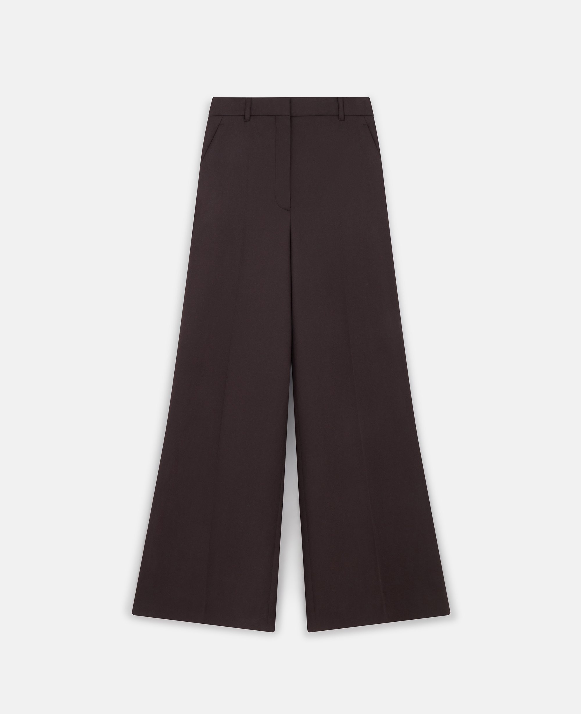 Stella McCartney - High-Rise Wide-Leg Wool Pants, Woman, Dark chocolate brown, Size: 36