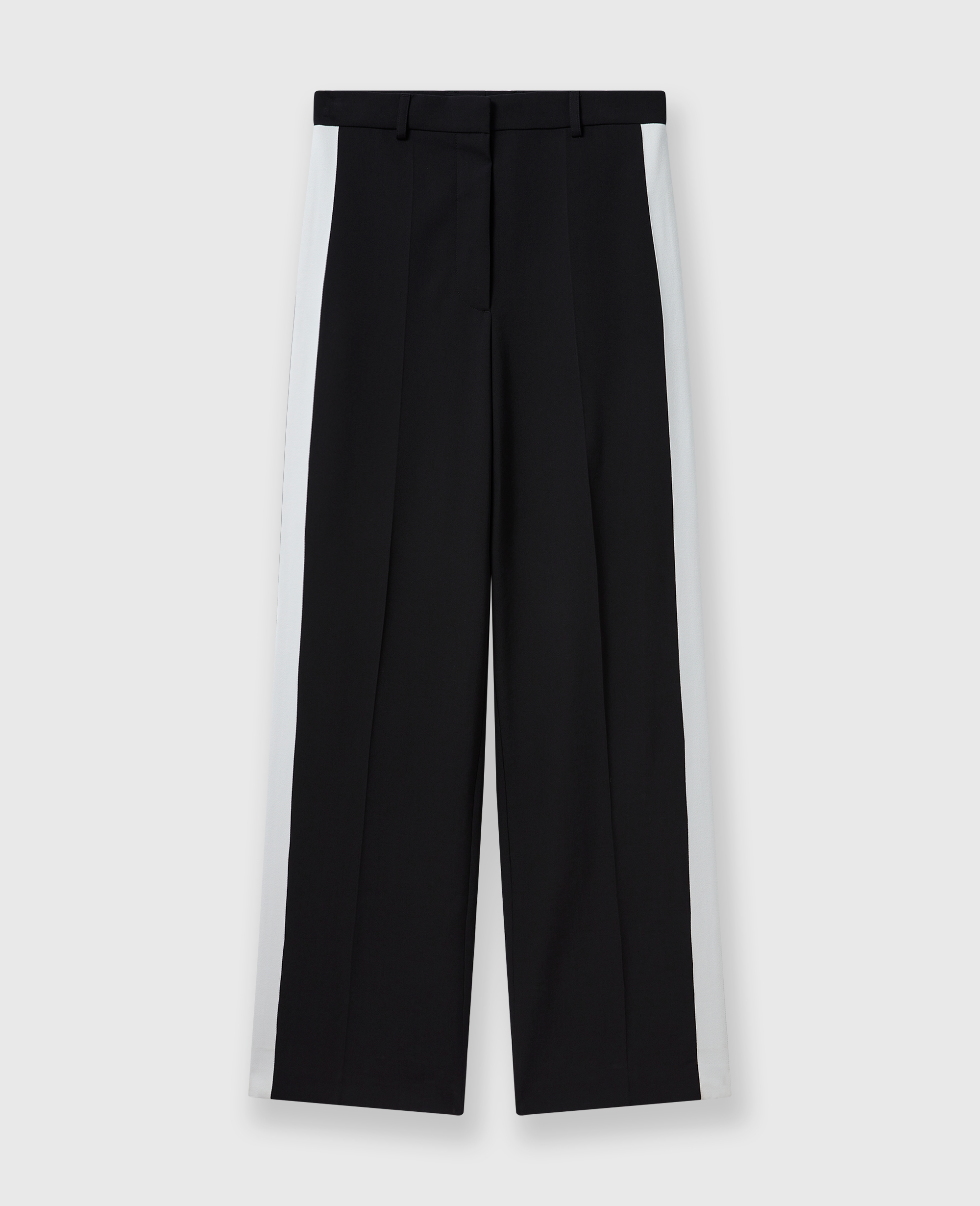 Stella McCartney - Low-Rise Stripe Straight-Leg Pants, Woman, Black and white, Size: 38