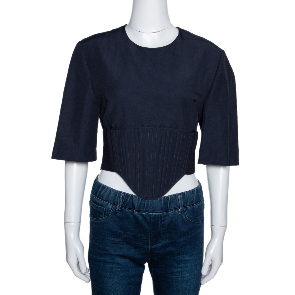 Stella McCartney Navy Blue Linen Blend Corset Top M