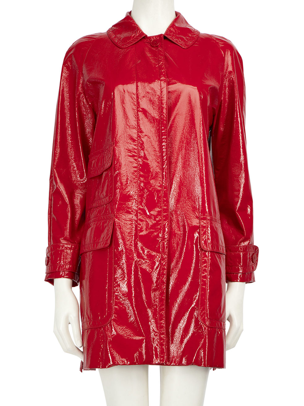 Stella McCartney Red Faux Patent Coat