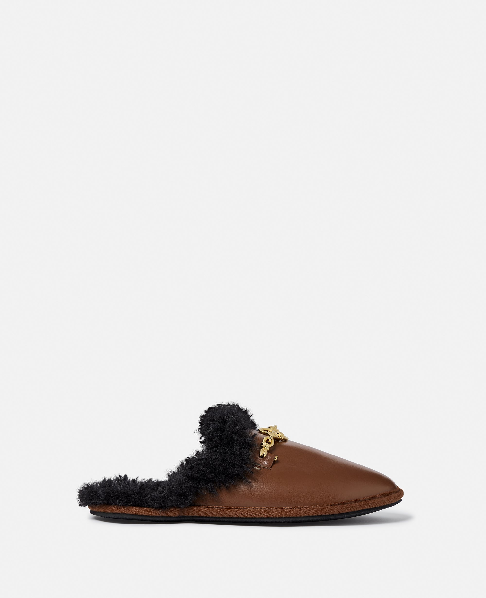 Stella McCartney - Ryder Backless Vegan Plush Teddy-Lined Loafers, Woman, Tortoiseshell brown, Size: 36