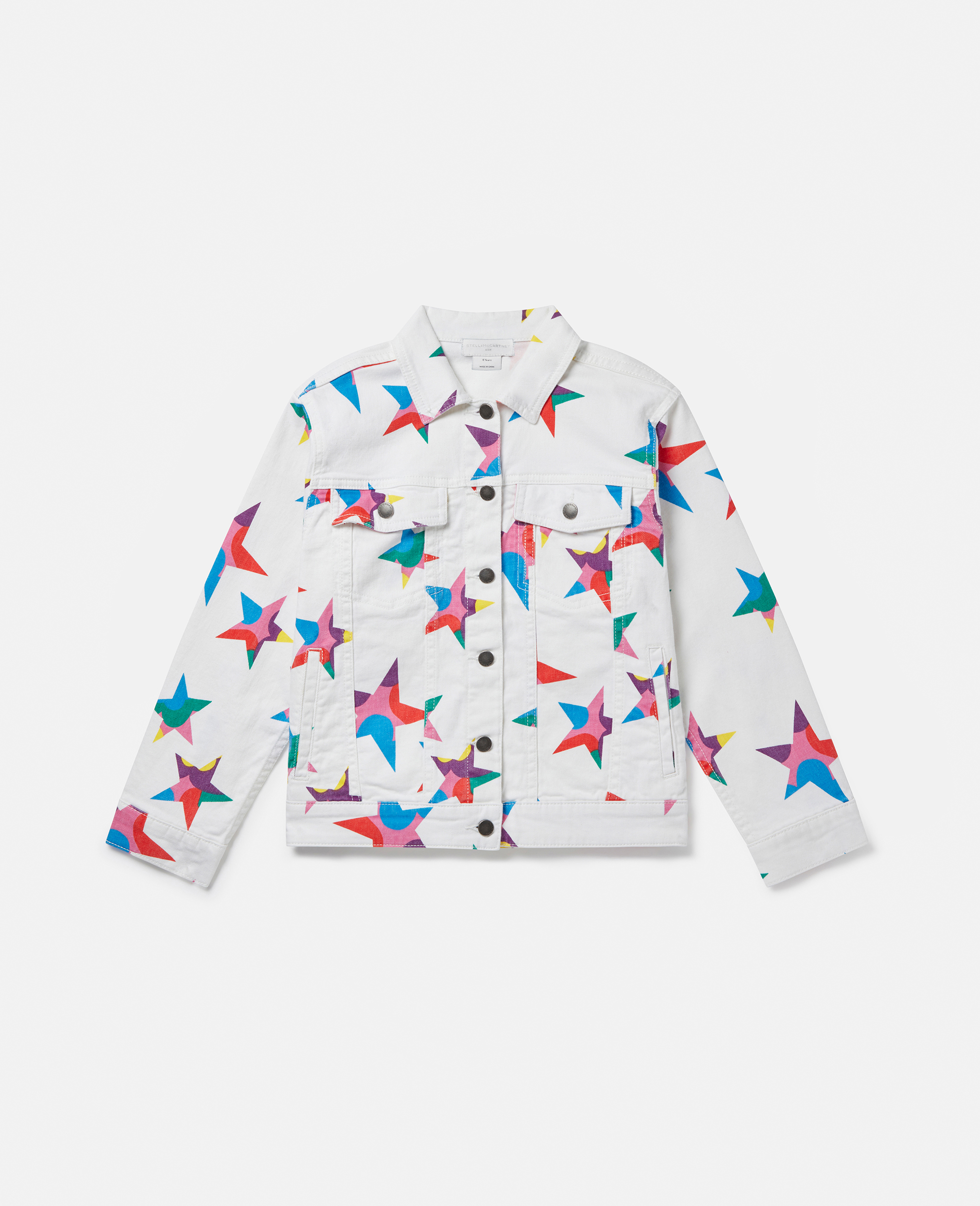 Stella McCartney - Star Print Denim Jacket, White, Size: 12