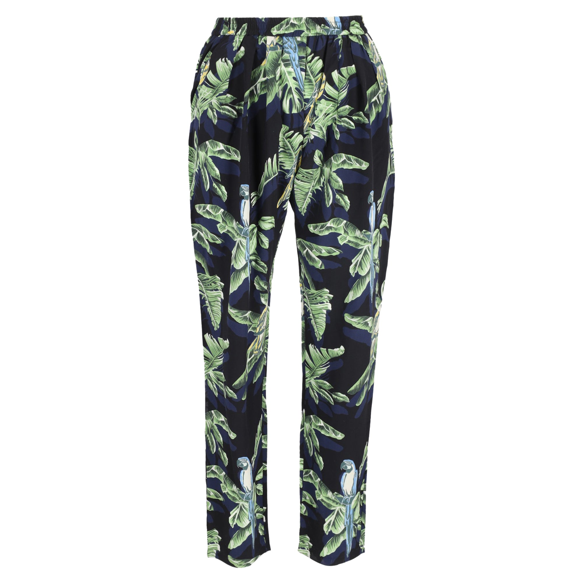 Stella Mccartney Birds Of Paradise Straight-Leg Trousers in Multicolor Silk