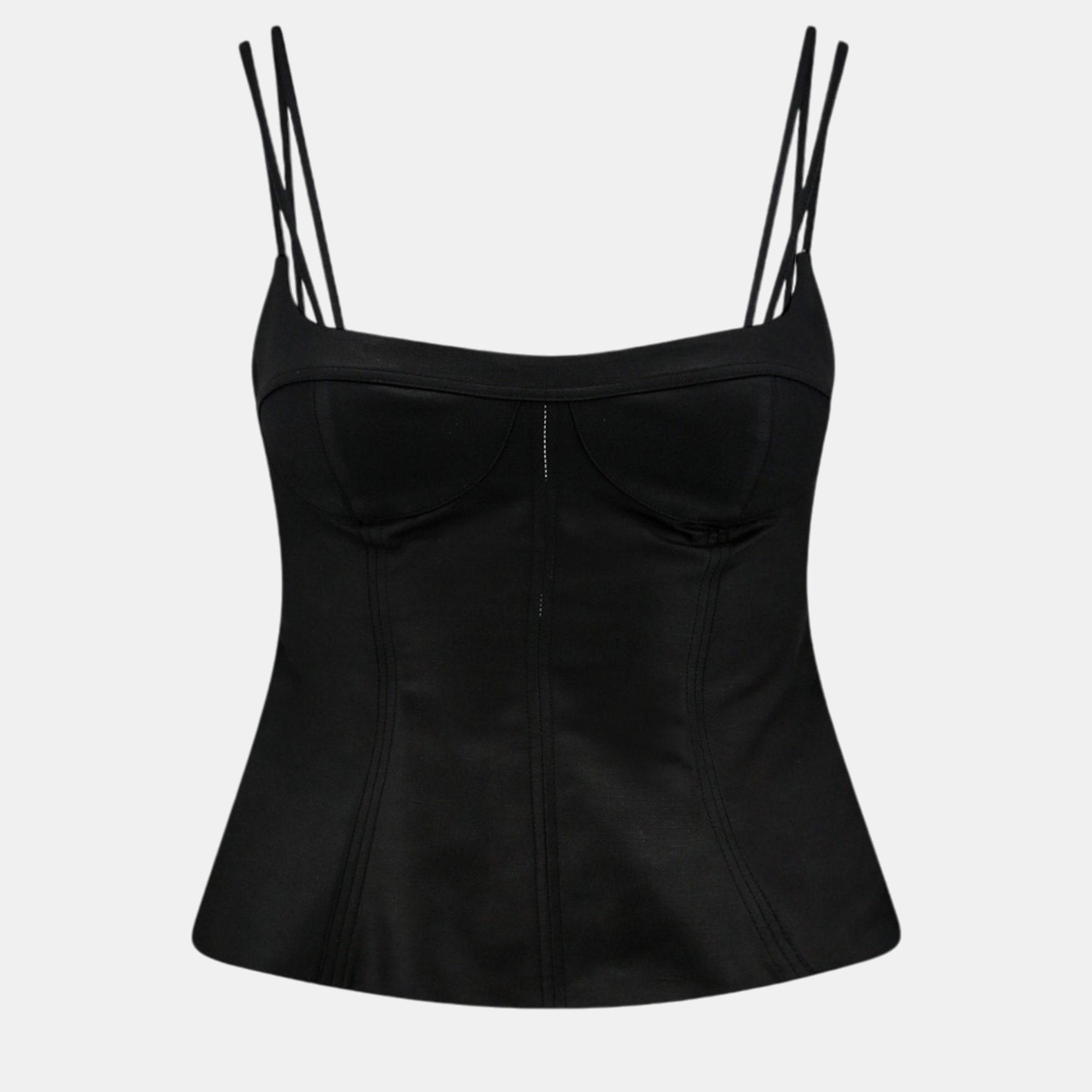 Stella Mccartney Black Cotton Peplum Top S