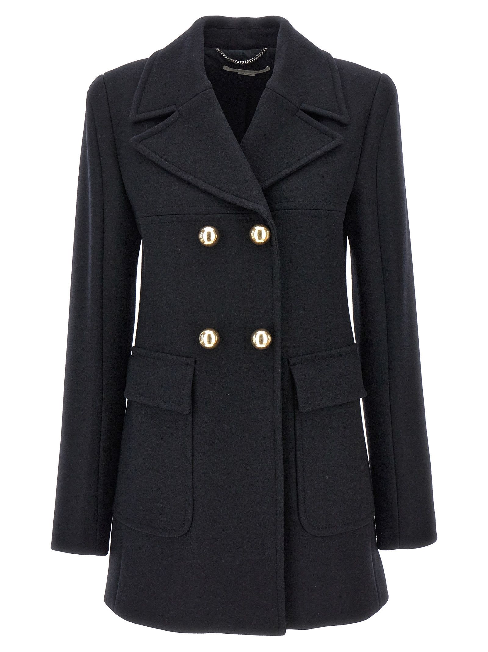 Stella Mccartney Double-Breasted Coat in Black, Women's (Size Medium)