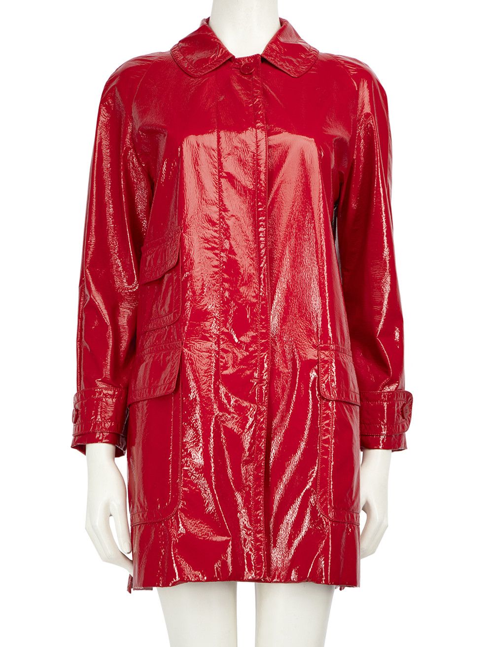 Stella Mccartney Red Faux Patent Coat, Women's (Size XS)