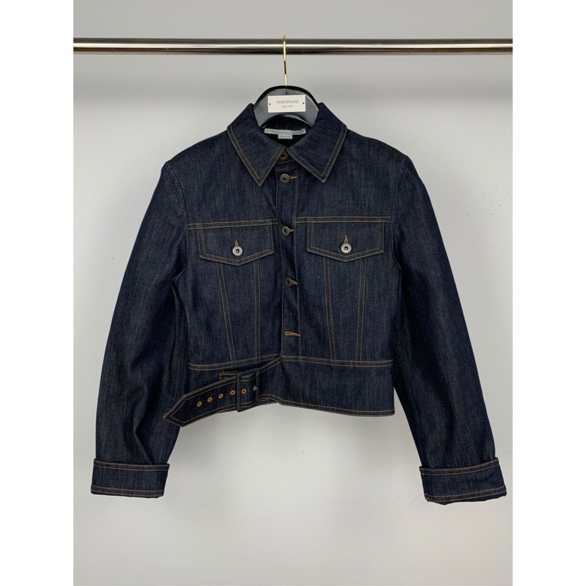 Stella Mccartney Womens Cropped Denim Jacket Made In Italy S in Dark Blue (Size Small)