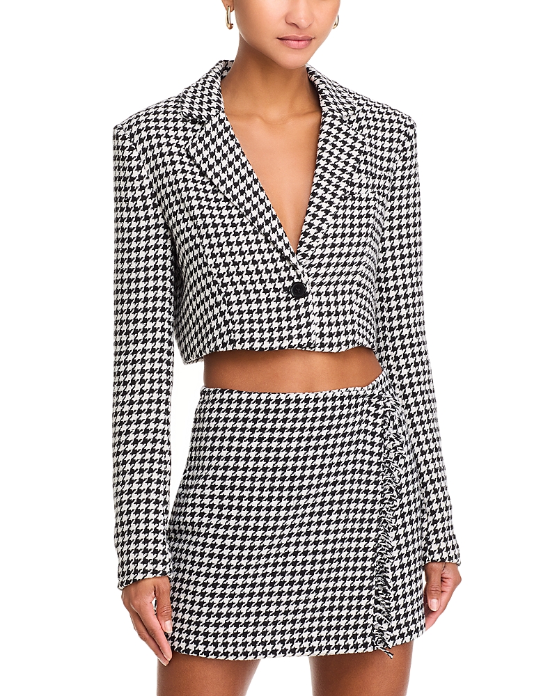 Steve Madden Rupi Houndstooth Tweed Cropped Blazer