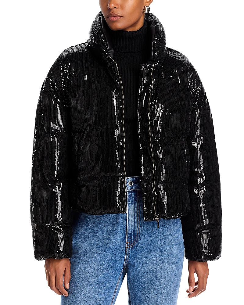 Steve Madden Stratton Sequined Cropped Puffer Jacket