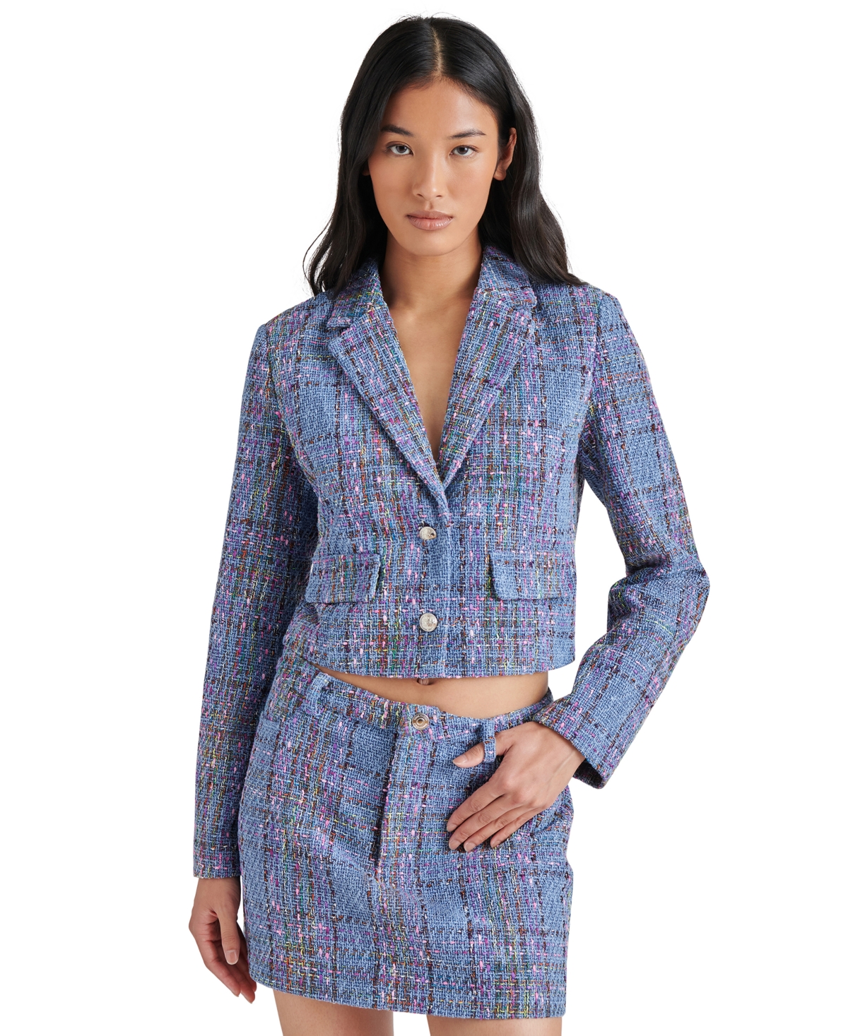 Steve Madden Women's Seraphine Cropped Tweed Blazer - Multi