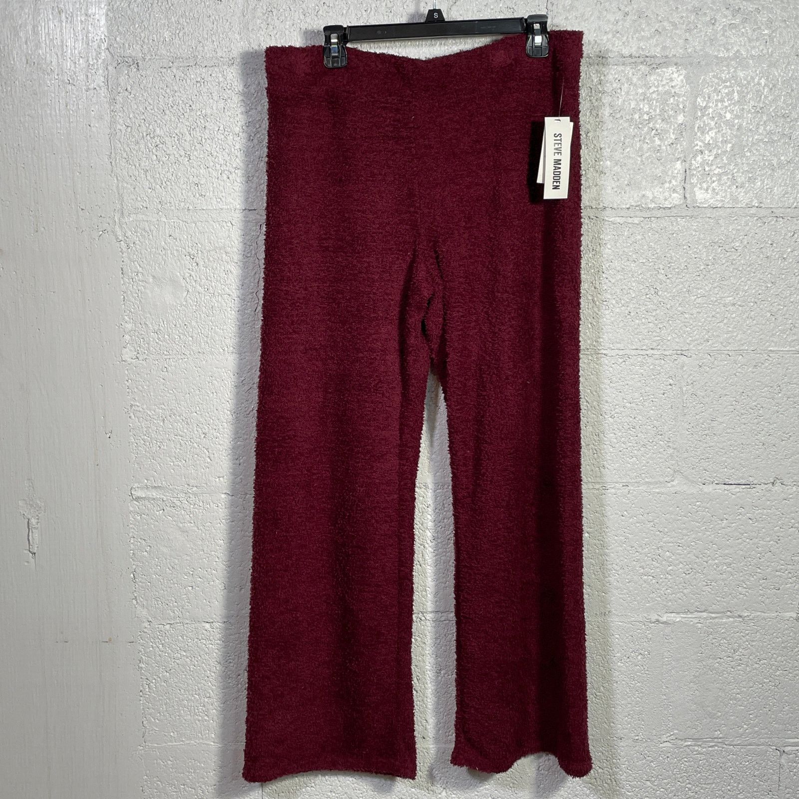 Steven Madden Steve Madden Women's Wide-Leg Chenille Pants Red Large (Size 34)