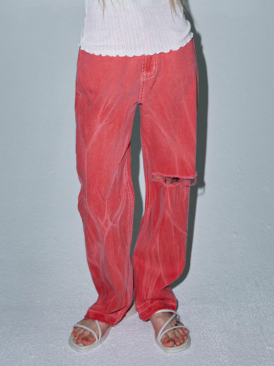 Straight Cut Cotton Cropped Pants [Tangerine]