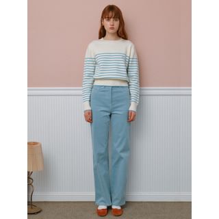 Straight-Leg Corduroy Pants (Blue)