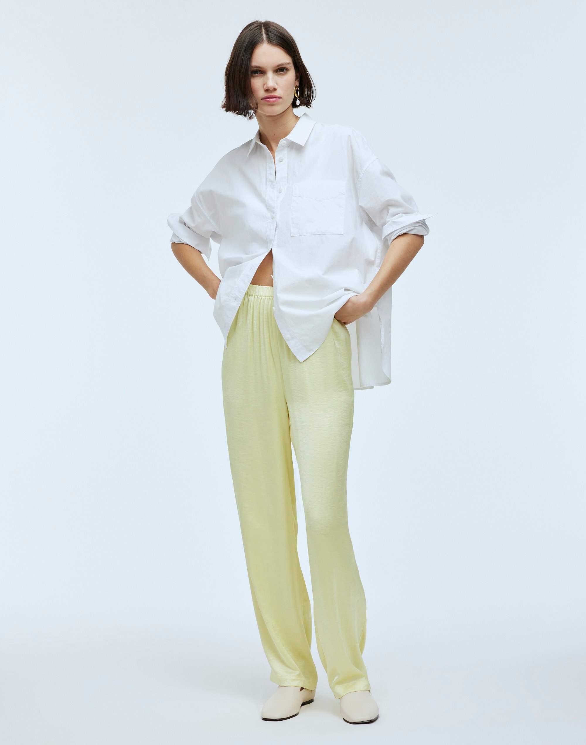 Straight-Leg Full-Length Pants in Satin