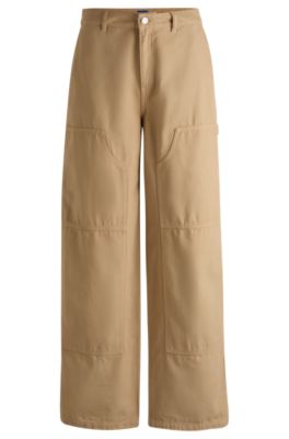 Straight-leg carpenter trousers in cotton canvas- Light Beige Women's Clothing size 4