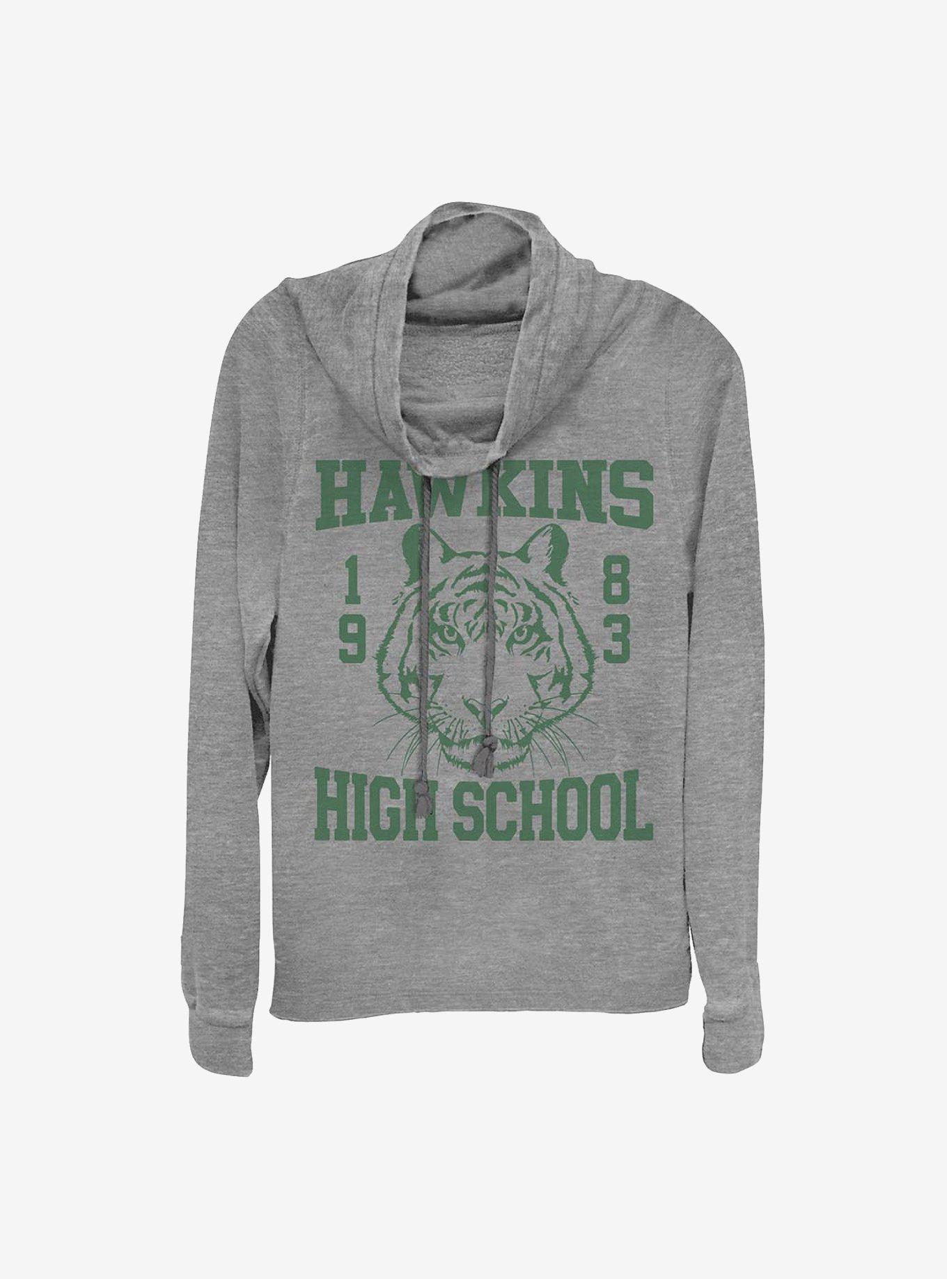 Stranger Things Hawkins High Tiger 1983 Cowl Neck Long-Sleeve Womens Top