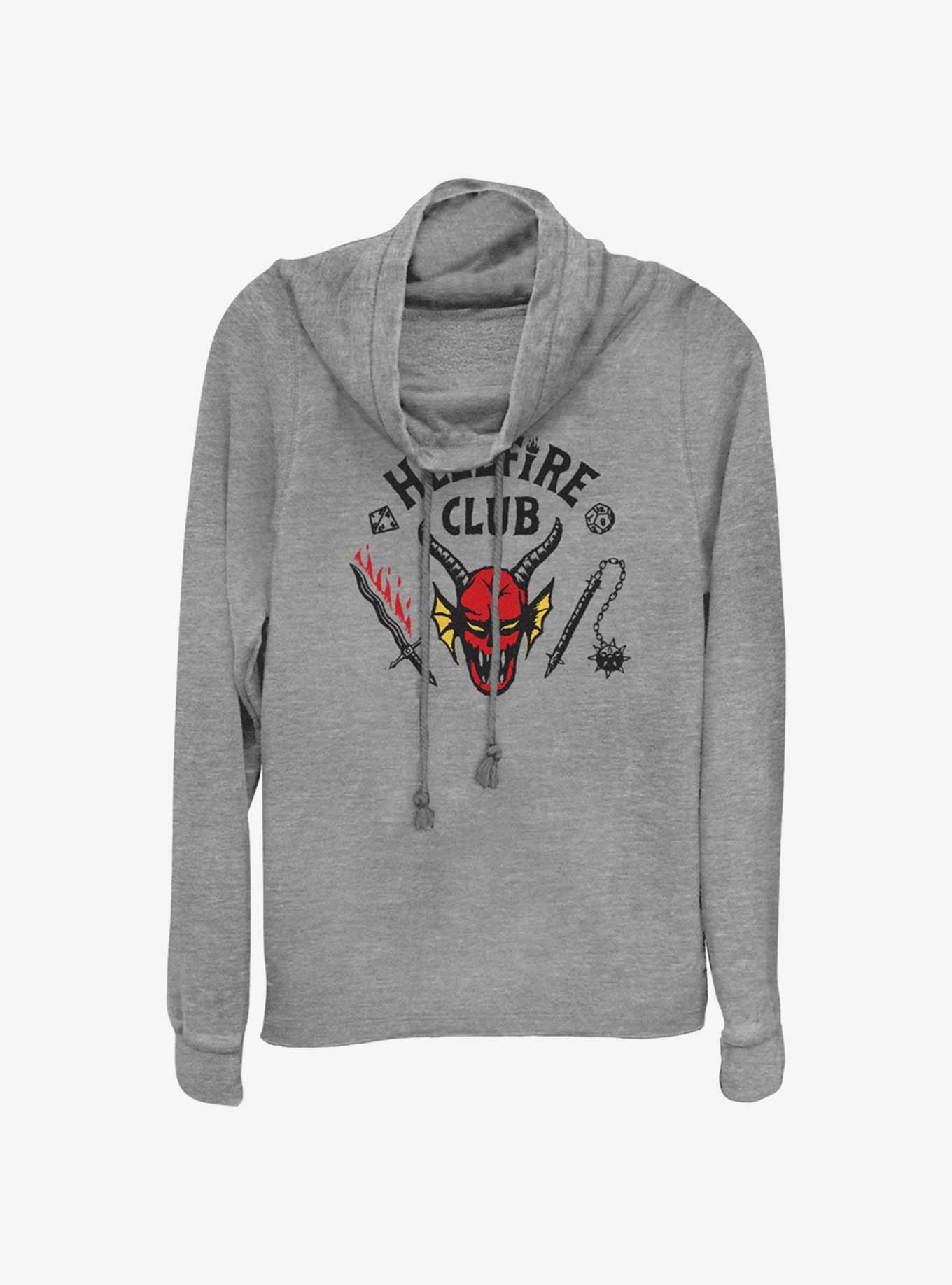 Stranger Things Hellfire Club Logo Cowl Neck Long-Sleeve Top