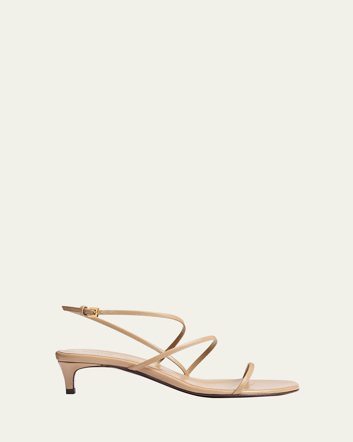 Strappy Leather Kitten-Heel Sandals