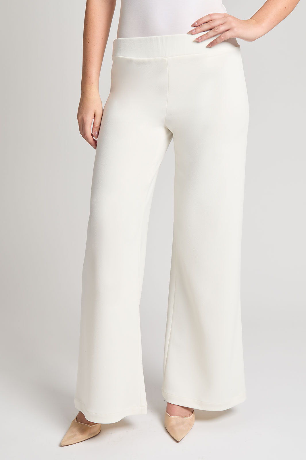 Stretch Deco Crepe Wide-Leg Pants