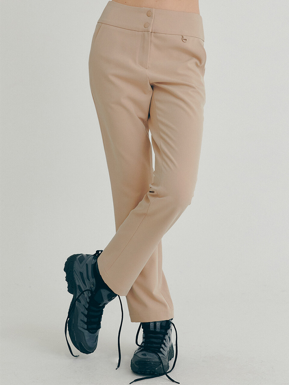 Stretch Flared Pants_ Beige