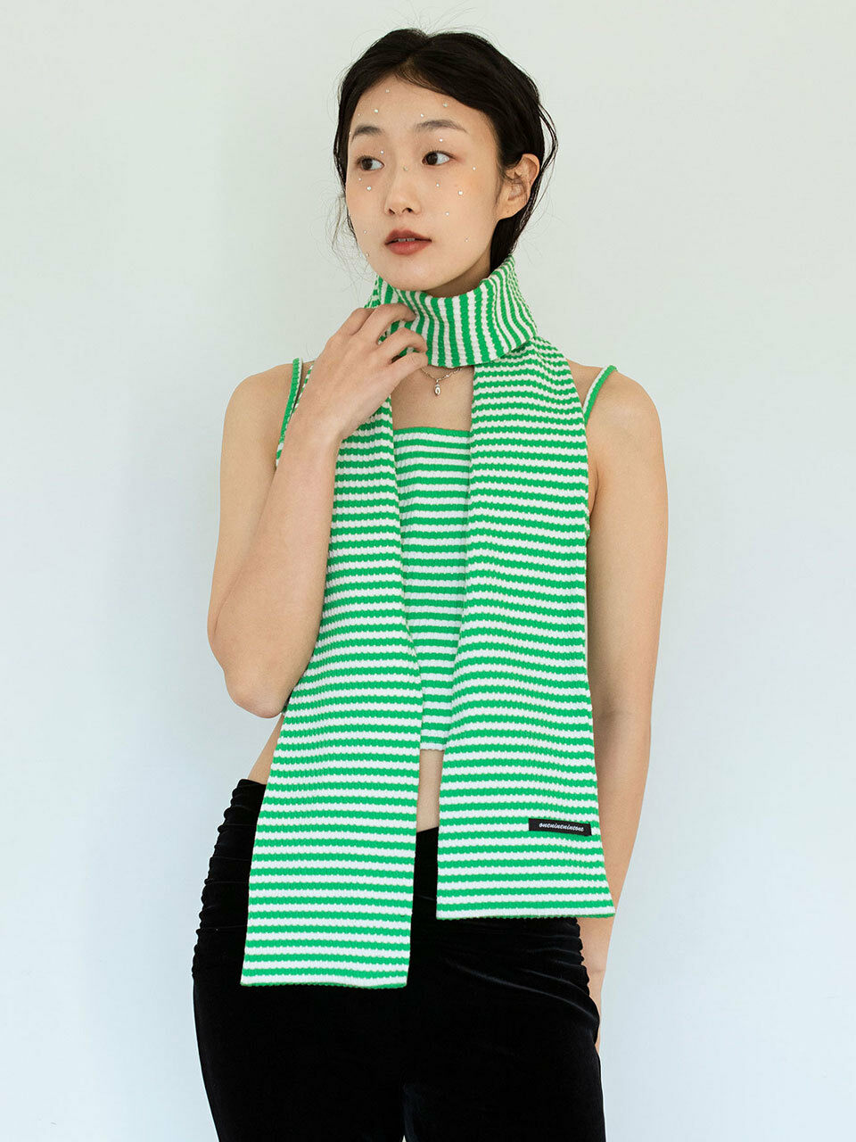 Stripe Corset Hemline Top _ Green